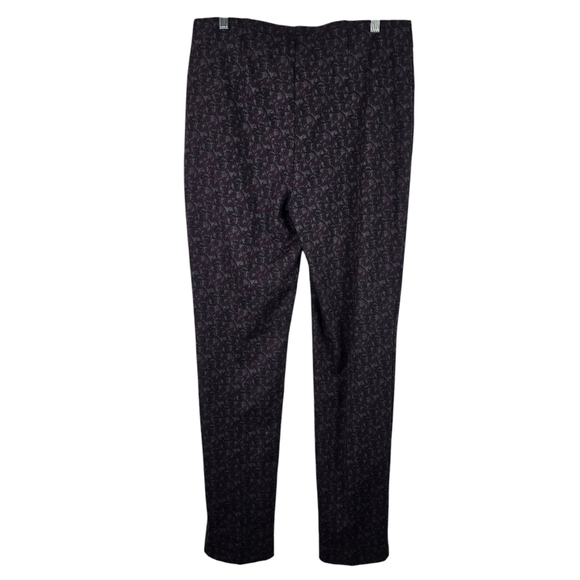 Chico's Womens Grey/Purple/Black Floral Stretch StraightLegDressPants Size 1 - Picture 2 of 11